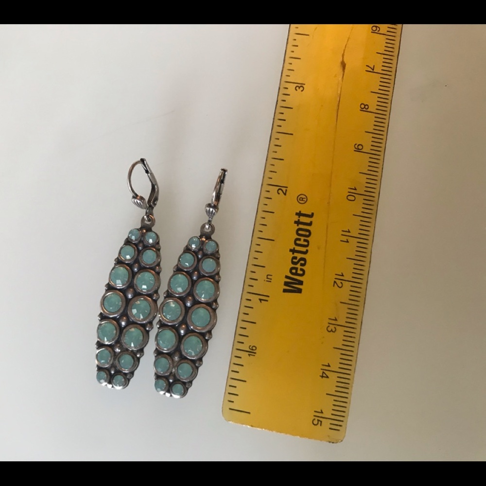 COPY - Drop Earrings with Sea Green Stones - Picture 3 of 4
